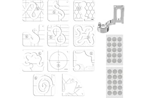 14 PCs Free Motion Quilting Template Set Includes 11 Quilting Templates 3mm, High Shank Ruler Foot, Non-Slip Grips, Universal