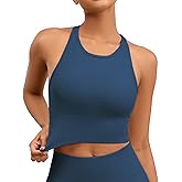 AegisChic Yoga Sports Seamless Bras for Women Longline Tank Top with Built-in Gym Workout Racerback Bra Tops