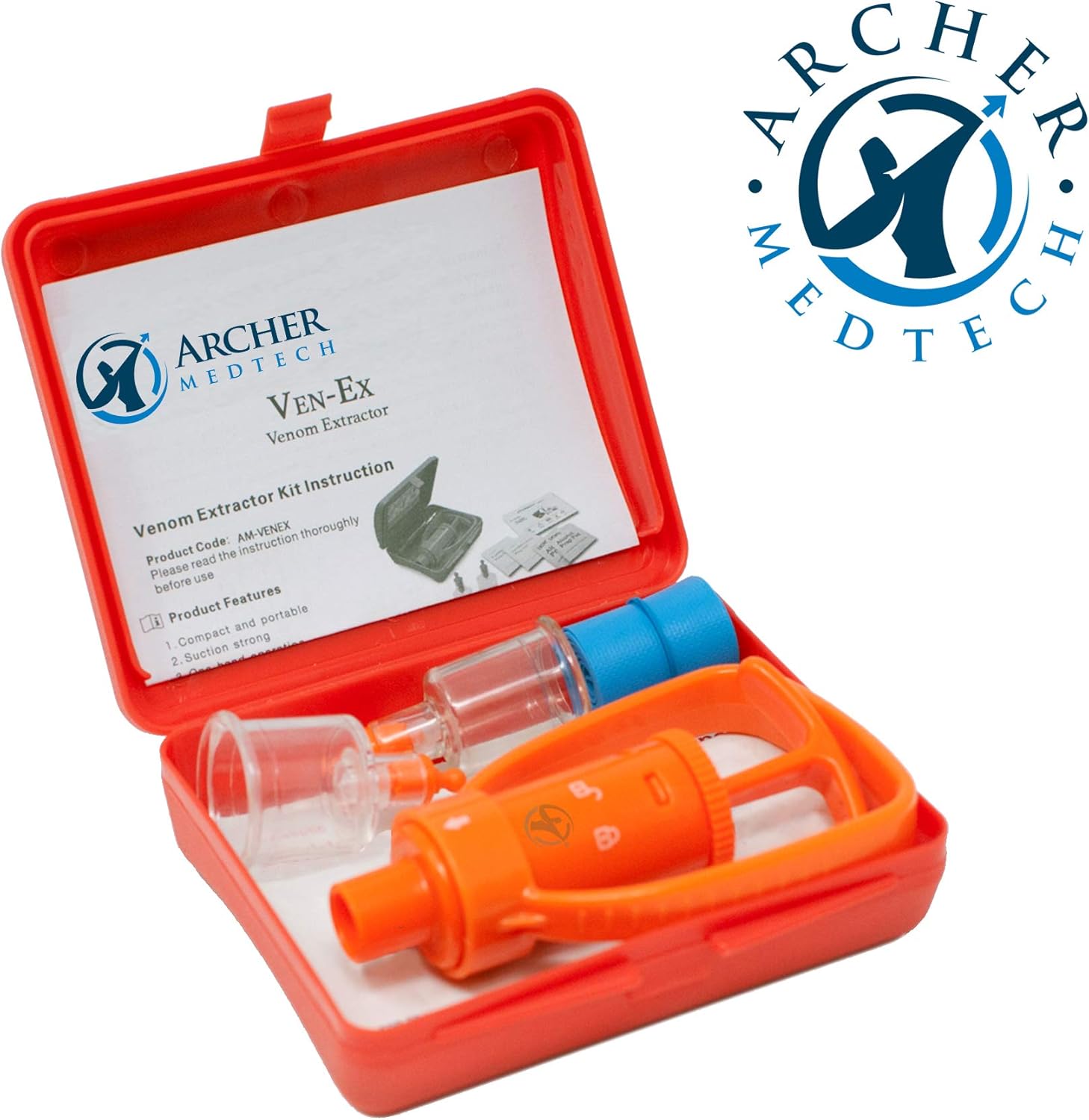 Ven-Ex Snake Bite Kit, Bee Sting Kit, Emergency First Aid Supplies, Venom Extractor Suction Pump, Bite and Sting First Aid for Hiking, Backpacking and Camping. Includes Bonus CPR face Shield.: Health & Personal Care
