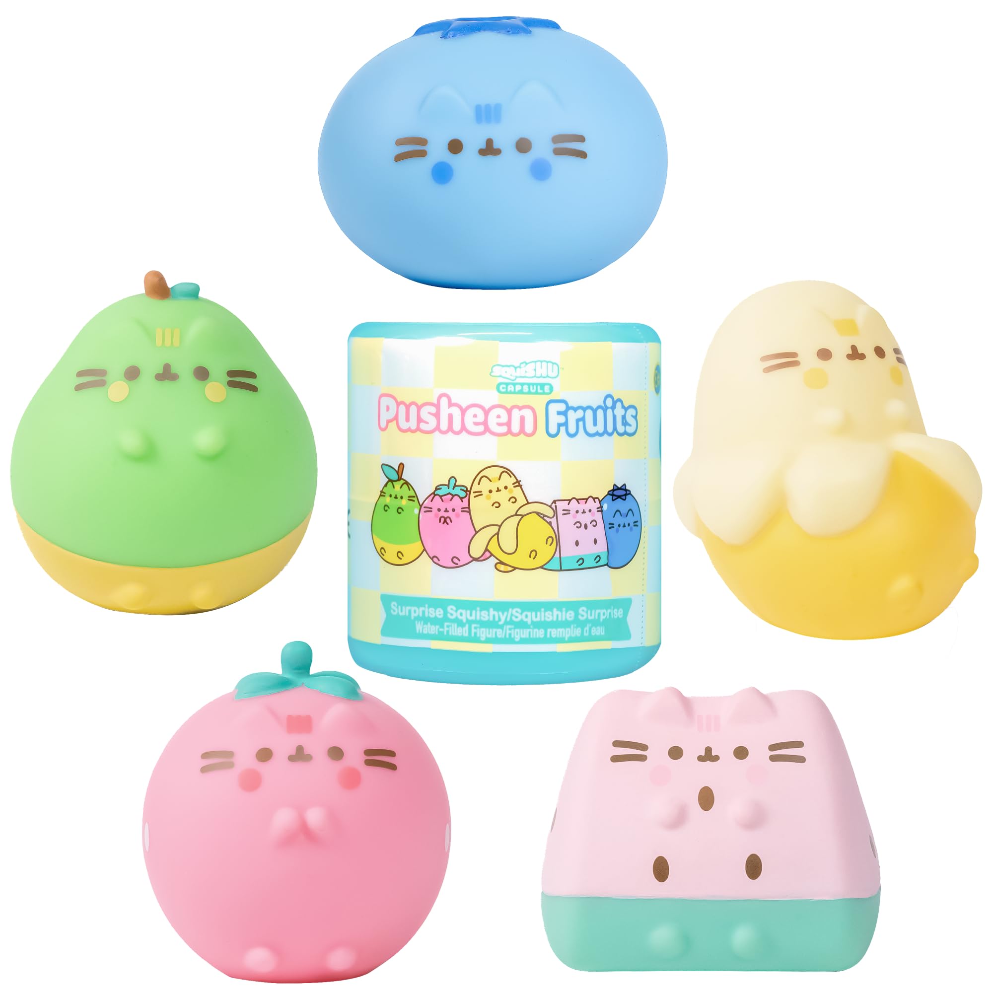 Hamee Pusheen The Cat [Surprise Blind Capsule] [Fruits Series] Cute Water Filled Squishy Toy [Birthday Gift Bags, Party Favors, Gift Basket Filler, Stress Relief Toys] (Assorted - 1 Pc.)