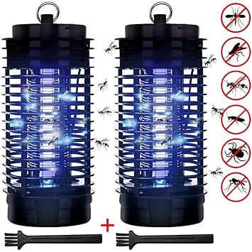 Insektenvernichter Elektrischer Insektenabwehr | 50m² | UV Licht | 2 Reinigungspinsel | Insektenfalle Mückenfalle