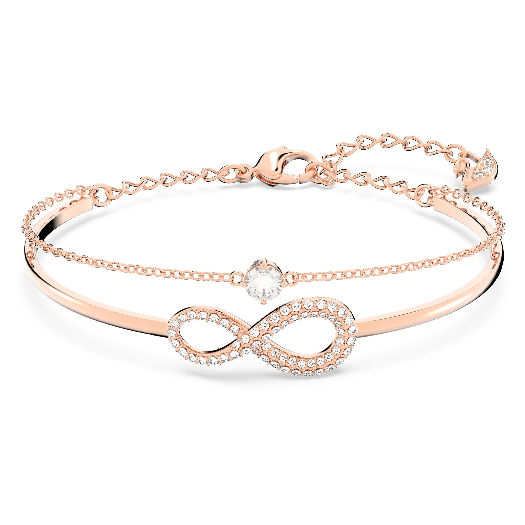 Swarovski Infinity Twist Jewelry Collection, Bracelets & Necklaces, Rhodium & Rose Gold Tone Finish, Clear Crystals