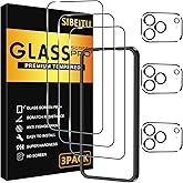 SIBEITU 3+3 Pack Screen Protector for iPhone 17 Pro 6.3 Inch Tempered Glass | 3 Pack Screen + 3 Pack Camera Lens Protector with Installation Frame, HD Clear, 9H Hardness, Scratch Resistant, Case Friendly