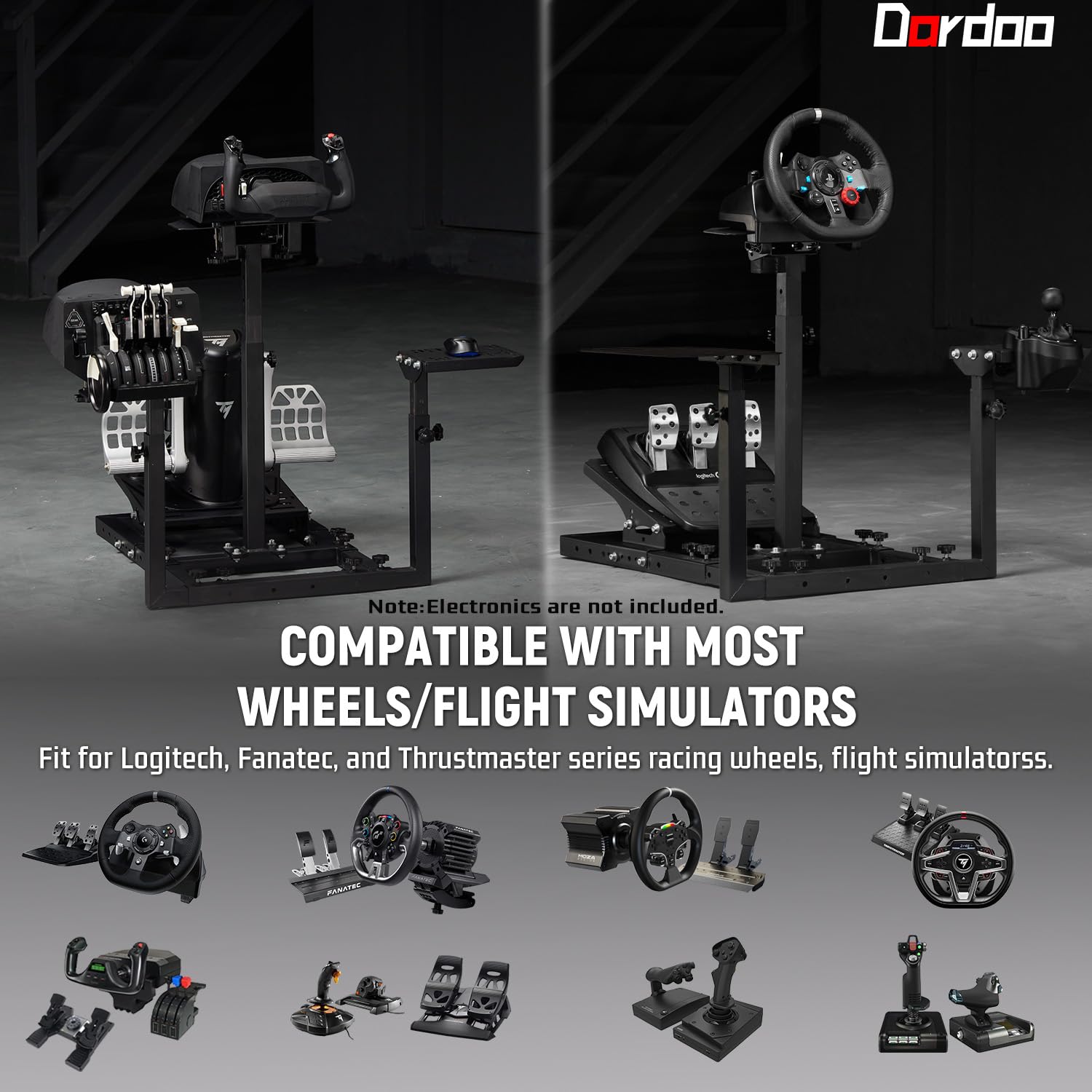 Dardoo Flight Racing Game Simulator stand Mount Fit for Logitech/Thrustmaster/Hotas Warthog G25 G27 G29 G920, Adjustable Sim Flight stand,Not Included Wheels,Pedals,Throttle & Joystick