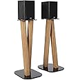EXIMUS One Pair Fixed Height Universal Speaker Floor Stands - Oak - 600 Series