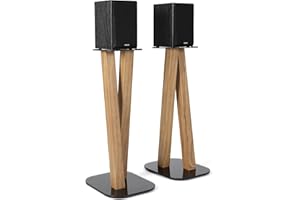 EXIMUS One Pair Fixed Height Universal Speaker Floor Stands - Oak - 600 Series