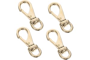 TOPPERFUN 4 Pcs Solid Brass Swivel Lobster Claw Snap Hooks with Push Gate Smooth Rotation Heavy-Duty Clips for