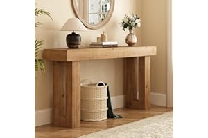 HOKYHOKY Solid Wood Entryway Table, 59-Inch Long Farmhouse Console Tables, Rectangular Behind Couch Table, Wooden Sofa Tables