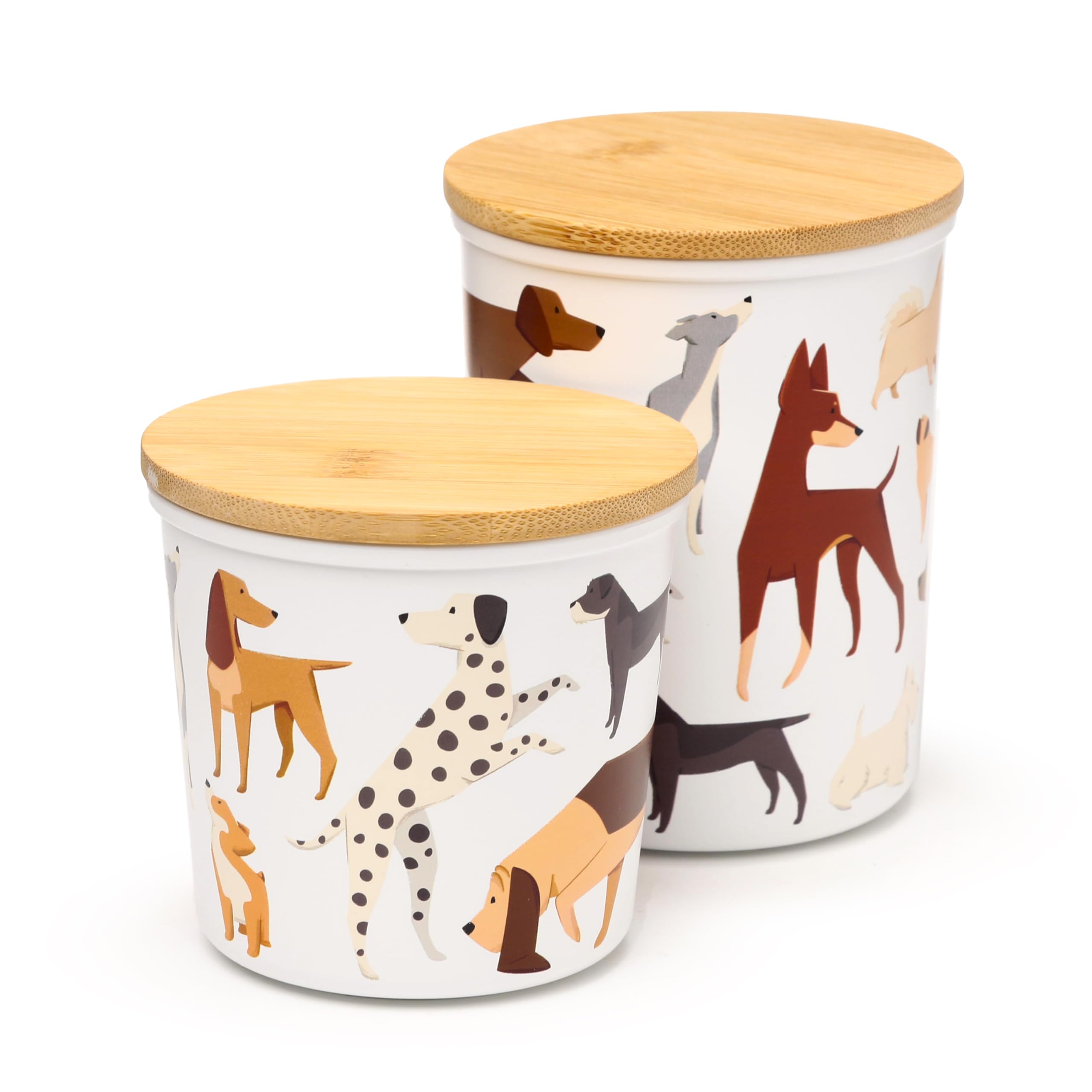 Puckator Barks Dog Set of 2 RPET & Bamboo Storage Jars S/M