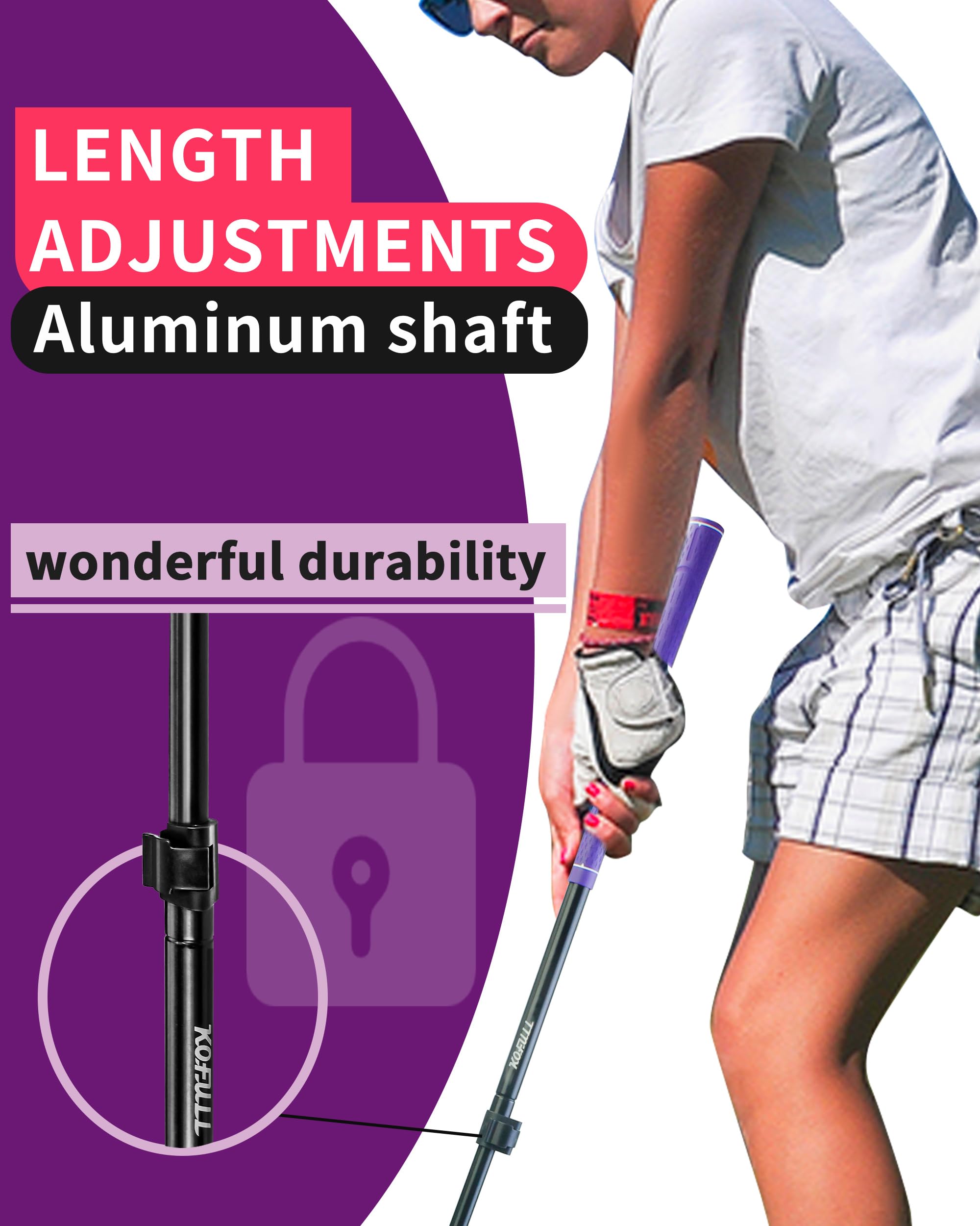 KOFULL Golf Putter 4 or 2 PCS, Mini Golf Putter Adjustable to Perfectly Height, Retractable Shaft, Two-Way Putters for Right or Left Handed, Suitable for Family Golf Putting Game, 21–36 inches