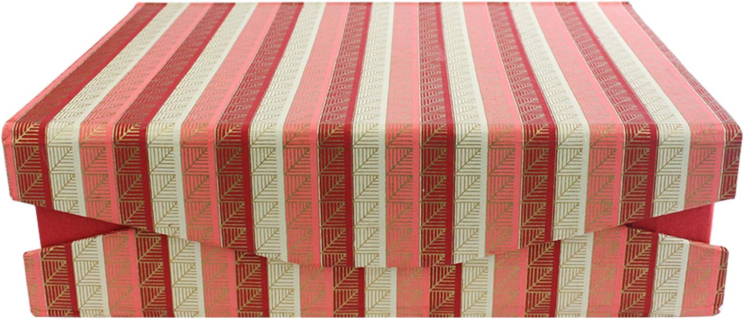 Emartbuy Handmade Cotton Paper Gift Box, Printed Red Pink Gold, 26 x 18.4 x 6.3 cm (10.25 x 7.25 x 2.5 in) - Image 4