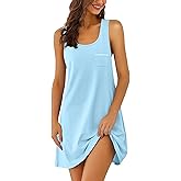 Ekouaer Nightgowns for Women Cotton Night Gown Tank Sleeveless Sleepshirt Racerback Nightdress Chemise Sleepwear S-XXXL