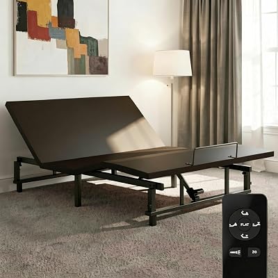 Feetice King Size Adjustable Bed Frame with Wireless Remote, Zero Gravity & Head & Foot Incline, Heavy-Duty Steel Frame, Whisper-Quiet Motor, Easy Installation (79" L x 74" W x 12.72" H)