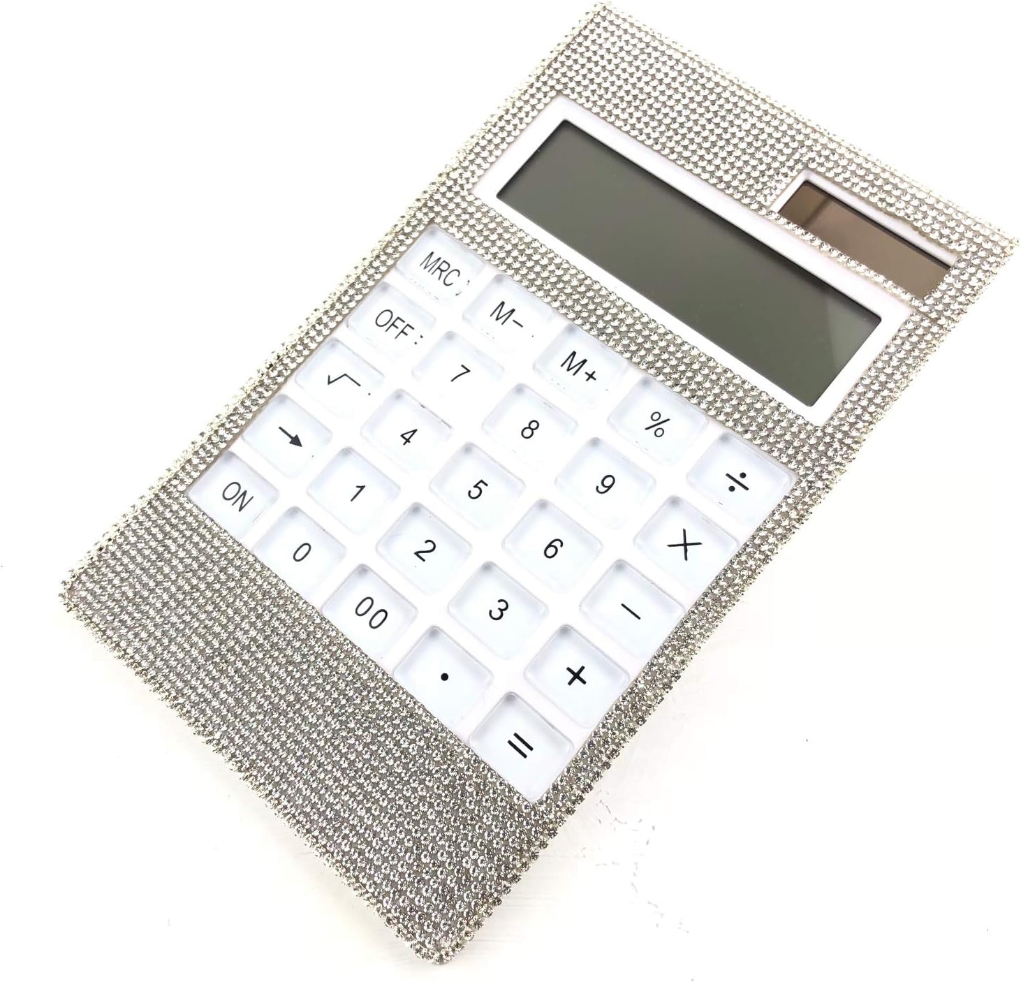Blingustyle Design New Silver Slim Bling Crystal Diamante 12 Digits Calculator for Home or Office and Gift with Gift Box