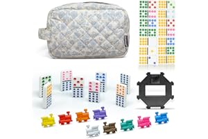 BESTCOOL Mexican Train Dominos Set for Adults in Quilted Carrying Bag, Double 12 Dominoes Set for Travel, 91 Tiles Double 12 Dominoes Game Set with Portable Case for Family (Mexican Train Double 12, Floral)