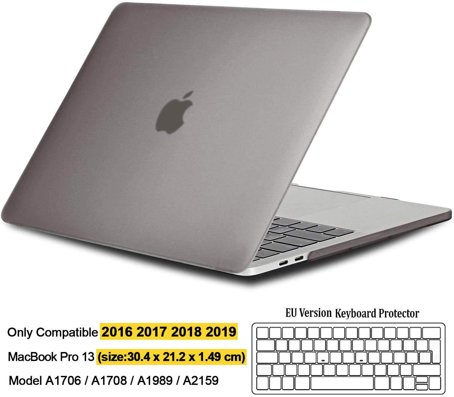 iNeseon Case for Macbook Pro 13 (2019 2018 2017 2016), Plastic Hard Shell Cover and Keyboard Cover for Macbook Pro 13-inch (A2159 A1989 A1706 A1708), Mini Grey