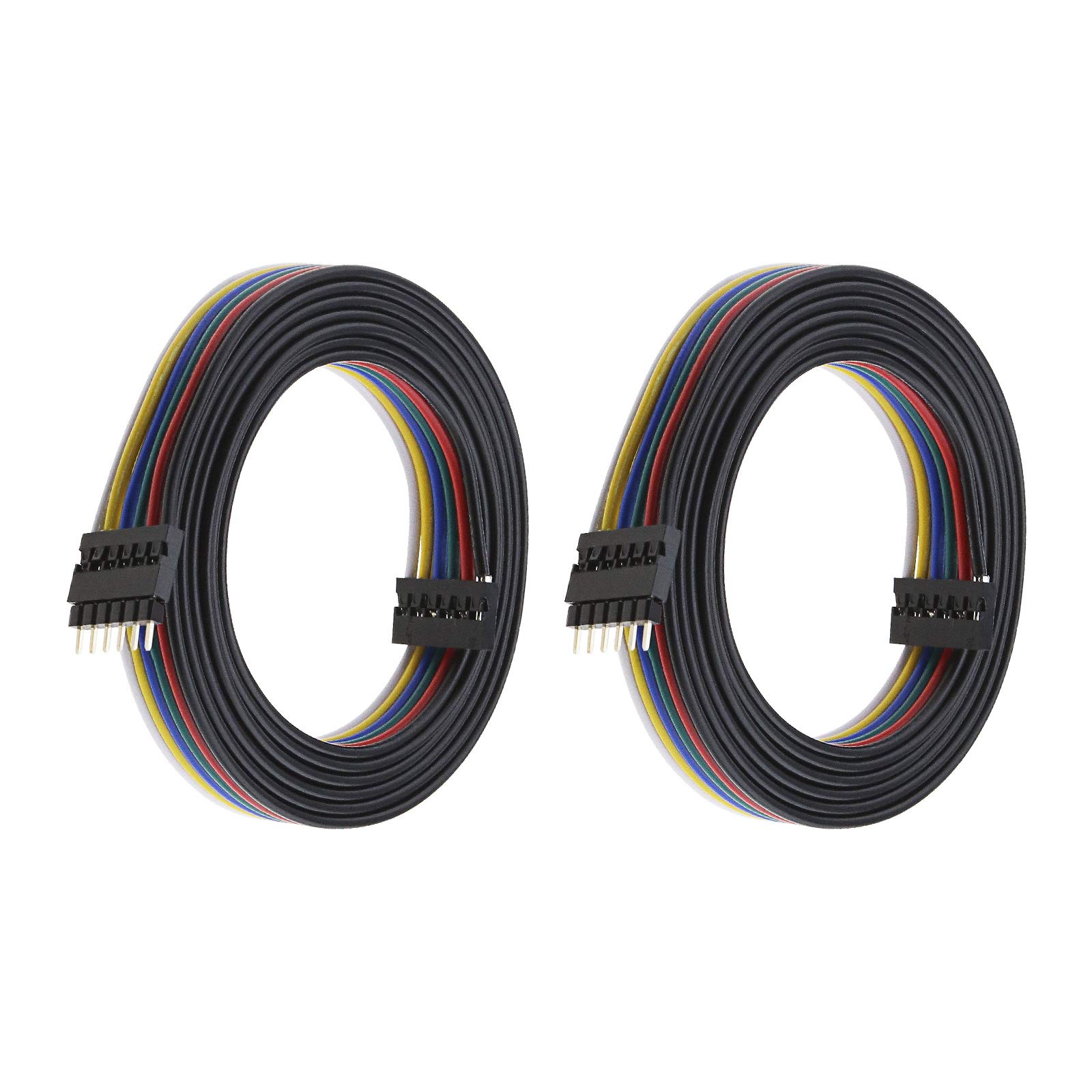 YINETTECH 2X 24 AWG 6 Pin Extension Cables 1M 6 Colours RGB Strip Light Wires Compatible with Philips Lightstrip Plus with Connectors