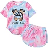 KANGKANG Girls Clothes Tie Dye Short Sleeve Tops + Shorts Kids Summer T-shirt Outfit 3-12T