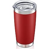 HZJSTSWQ 20 oz Tumbler with Lid Stainless Steel Insulated Tumblers Double Wall Vacuum Coffee Mug Powder Coated Tumbler Cups for Cold and Hot Drinks, Wine Red, 1 pack