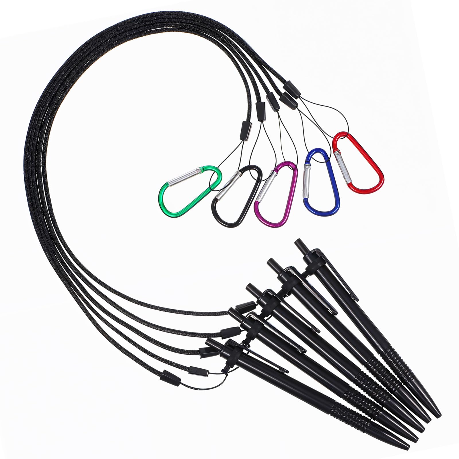 Photo 1 of TIESOME 5 Sets 21 Inch Pen Leash for Clipboard, Lanyard Leash with Pen Holder Silicone Rings Metal Clip for Clipboard Notebook Office Supplies
