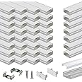 Muzata 40Pack 3.3FT/1M LED Channel Aluminum U Shape Silver LED Strip Diffuser Channel with Milky White Cover Easy Installation U1SW WW 1M