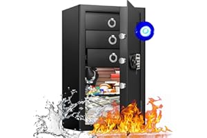 TORUKEEP 5.0 Cuft Large Document Safe Box Fireproof Waterproof, Heavy Duty Home Safe With Three Drawers & Removable Shelf, Digital Safety Box for Office Money Jewelry Documents