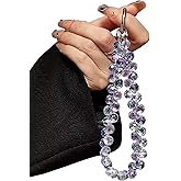 TENOC Beaded Phone Wrist Strap, Cellphone Lanyard Chain, Sparkling Wristlet Bracelet for Women, Purple