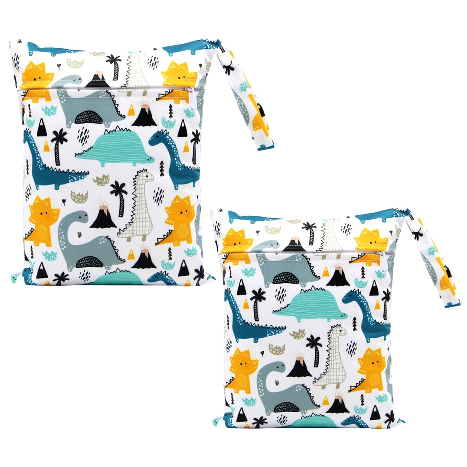 JTMKYO 2 Pieces Diaper Storage Bag, Dinosaur Printed Diaper Bag, Waterproof Storage Bag, On-The-Go Eco Bag, Single Zipper Diaper Bag, Washable Storage Bag