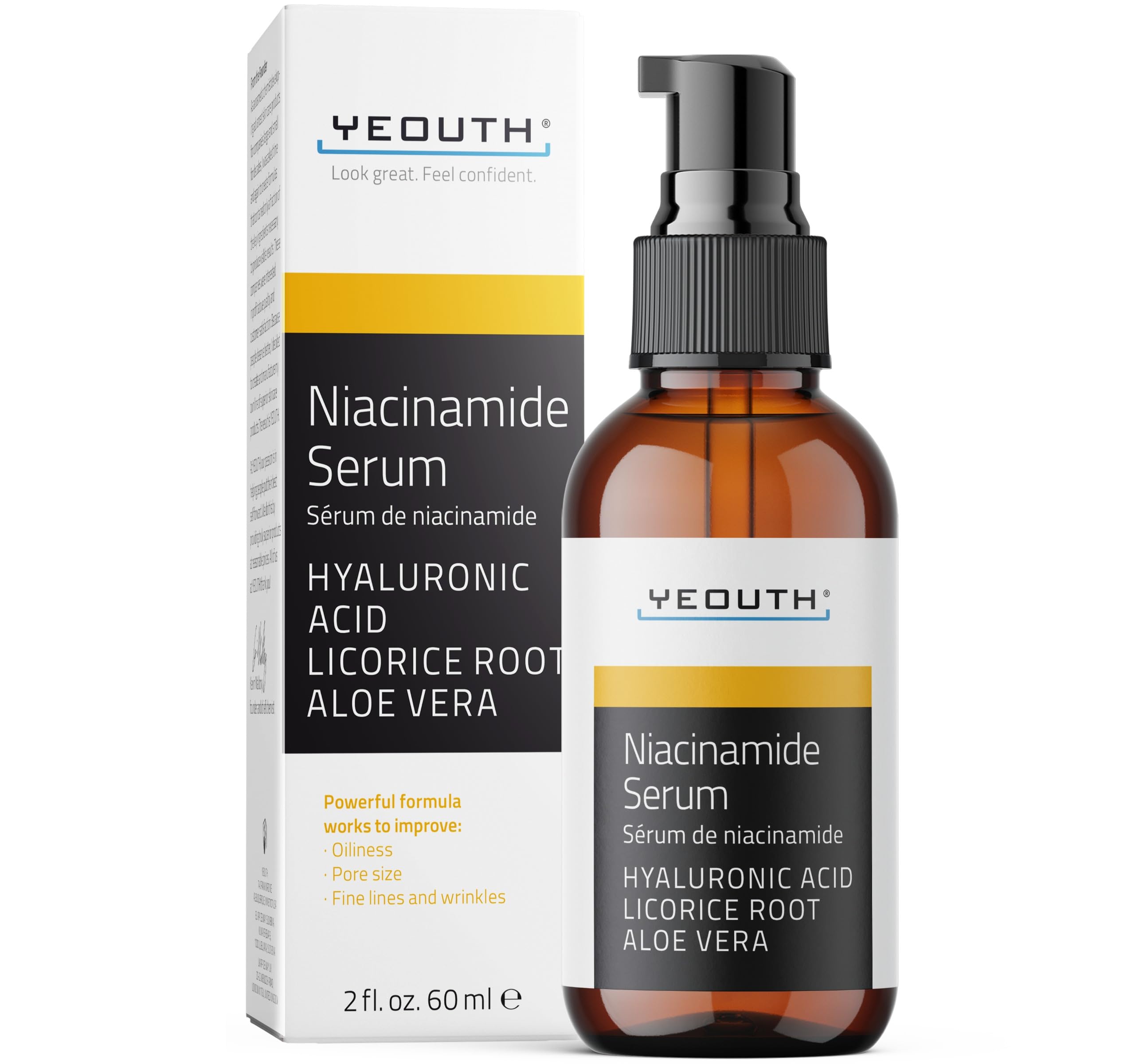 YEOUTH Niacinamide Serum for Face 10% with Hyaluronic Acid and Aloe Vera, Hydrating B3 Face Serum for Women and Men, Enhances the Look of Even-Toned Skin 60ml