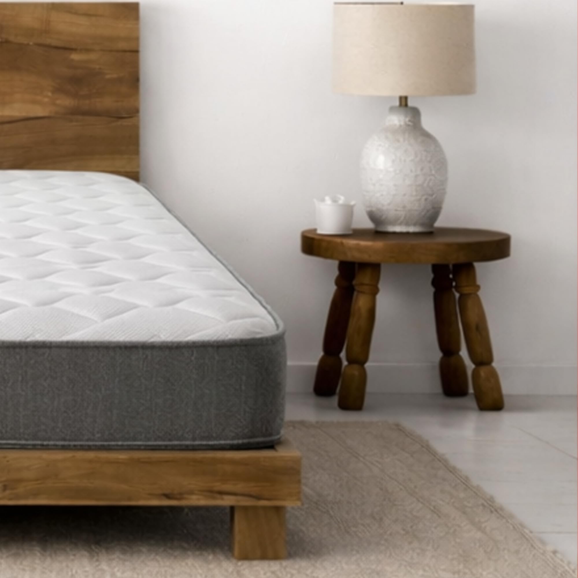 Starlight Beds Single Mattress with Springs & Memory Foam - Grey Zig Zag Model. 7.5 Inch Budget Mattress, Soft, 90x190cm