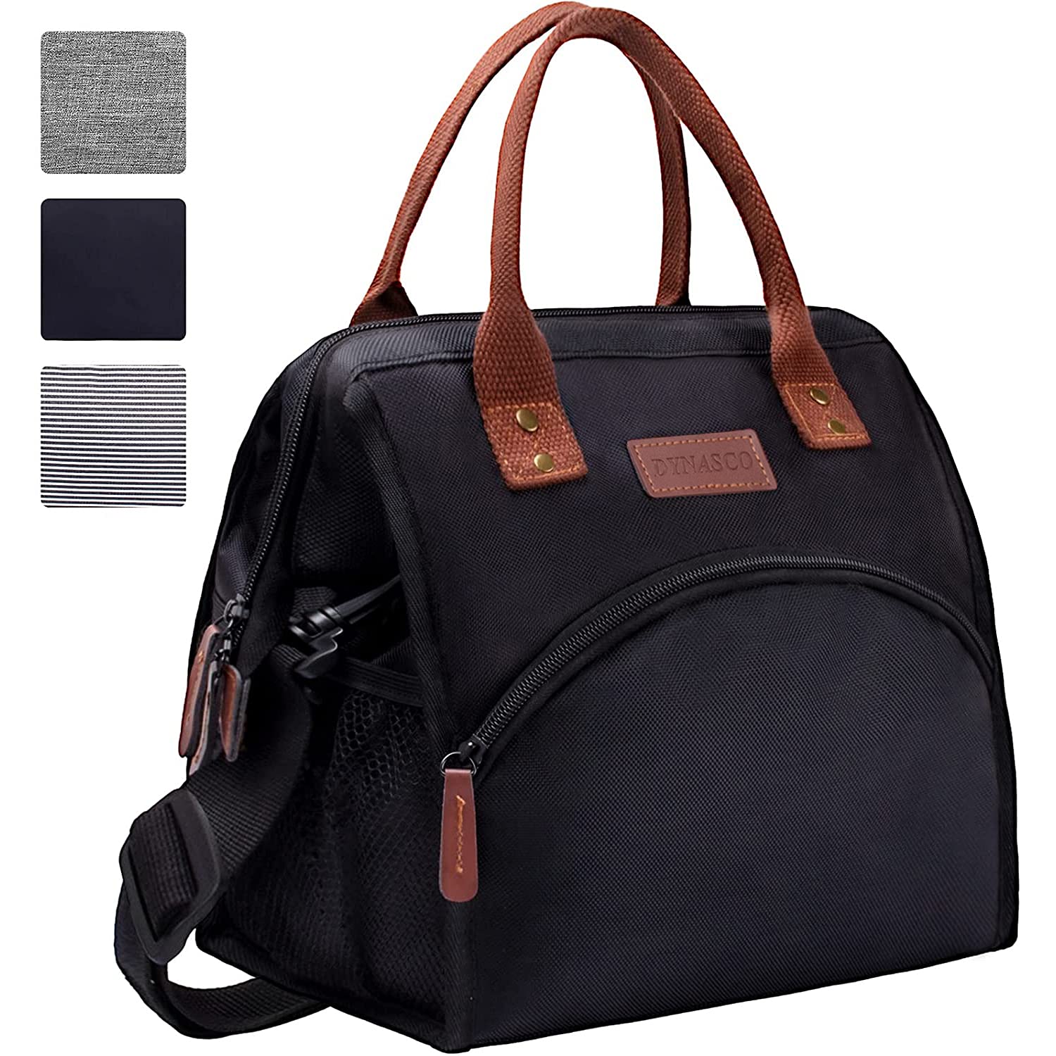 ANGGO 17L Insulated Lunch Bag for Women Men, Large Lunch Bag Lunch Tote Cooler Bag with Shoulder Strap, Water Resistant Thermal Leak-Proof Collapsible Picnic Bag for Work, Picnic, Camping - Black