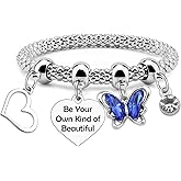 Inspirational Bracelet for Woman Butterfly Lovers Family Friend Encouragement Birthday Gifts for Daughter Sister Motivational Bracelets Christmas Graduation Present for Granddaughter Stretch Jewelry