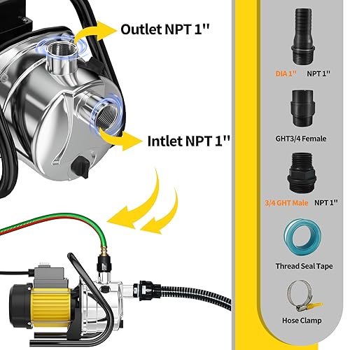 Portable Shallow Well Pump Water Transfer 1800GPH Stainless