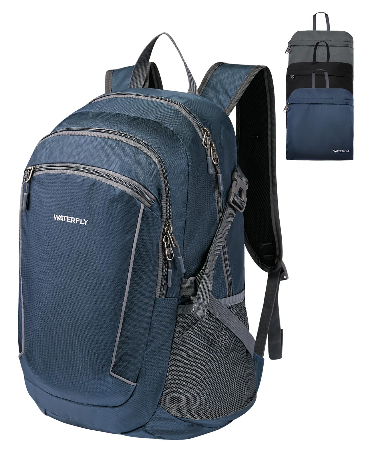 Waterfly Hiking Foldable Lightweight Backpack: 28L Packable Rucksack Daypack with Wet Compartment For Men and Women - Outdoor Travelling Camping Trekking Sports