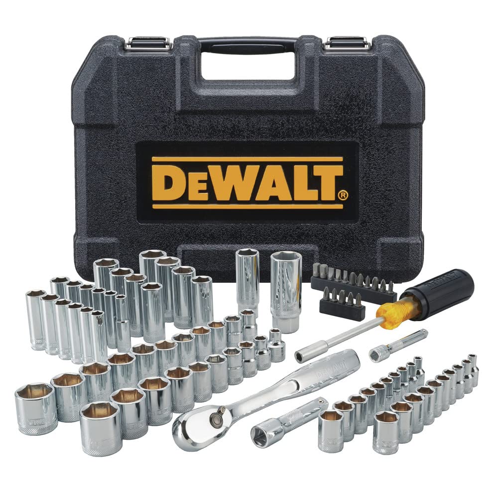 DEWALT Mechanics Tool Set, Includes Ratchets, Drill Bits and Anti-Slip Screwdriver, 84 Piece (DWMT81531)