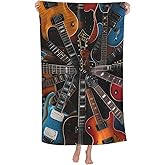 VANZEV Electric Guitar Beach Towel Rock and Roll Sand-Free Microfiber Bath Towel Ultra Soft Quick Dry Pool Towel Absorbent Towel Lightweight Towel Gifts for Outdoor Bathroom Swimming Decor 31inx51in
