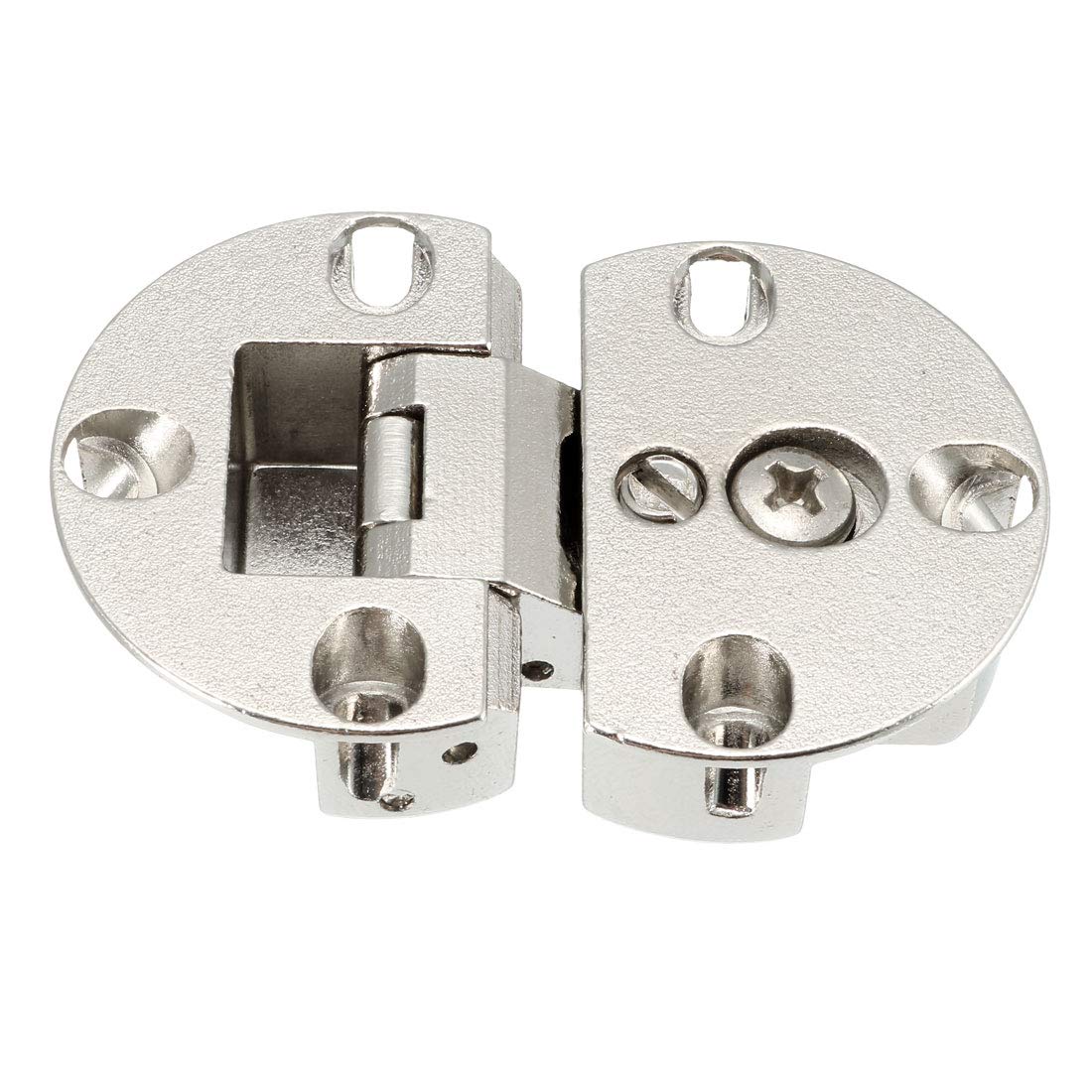 sourcing map 1 PCS Silver Tone Cabinet Door Hidden Flap Hinge,Zinc Alloy Nickel Plating