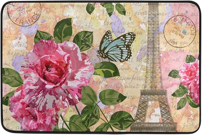 Zerbini Tappetino Bulldog 23 6x15 7 Pollici Fiori Floreali Romantico Parigi Torre Eiffel Zerbini Per Soggiorno Camera Da Letto Tappeto Decorativo Antiscivolo Amazon It Casa E Cucina