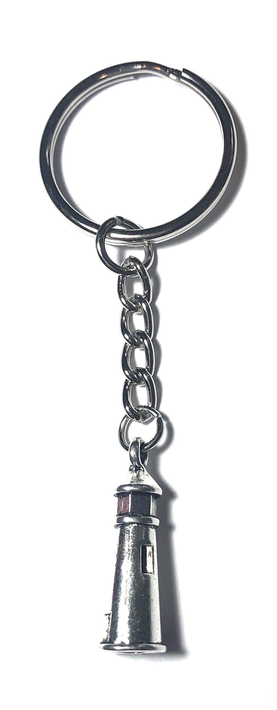 FizzyButton Gifts Lighthouse Charm Keyring Key Ring with Silver Tone Keychain
