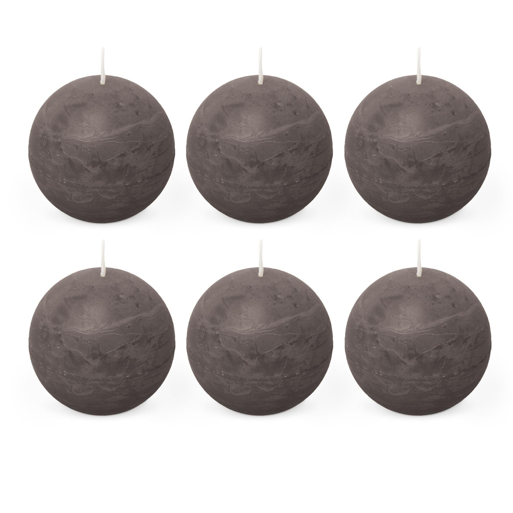 Spaas 6 Rustic Unscented Ball Candles 80 mm, 24 Hours, Taupe