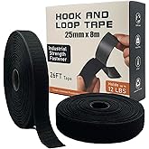 26Ft x 1 In Hook and Loop Tape Roll Fastener with Adhesive, Heavy Duty Mounting Tape, Industrial-Strength, Ideal for Home, Of