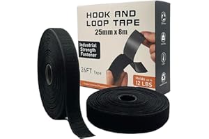 26Ft x 1 In Hook and Loop Tape Roll Fastener with Adhesive, Heavy Duty Mounting Tape, Industrial-Strength, Ideal for Home, Of
