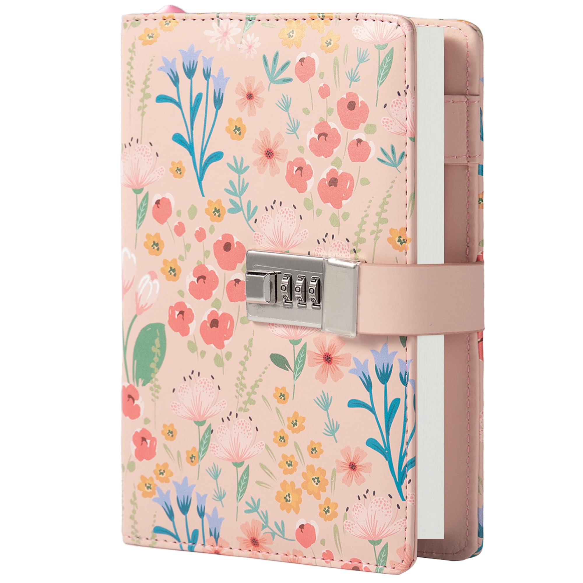 MGGAO Diary With Lock, Locked Journal for Women Girls, Refillable Water-Proof PU Leather Journal with 224 Lined Paper, Secret Personal Daily, Stylish Silver Lock Notebook