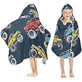 PIMILAGU Colorful Monster Trucks Style Hooded Beach Towel for Kids, Kids Bath Hooded Towels for Boys Girls, Super Soft Absorbent Bathrobe with Hood for Swin Pool 50"x23.5"