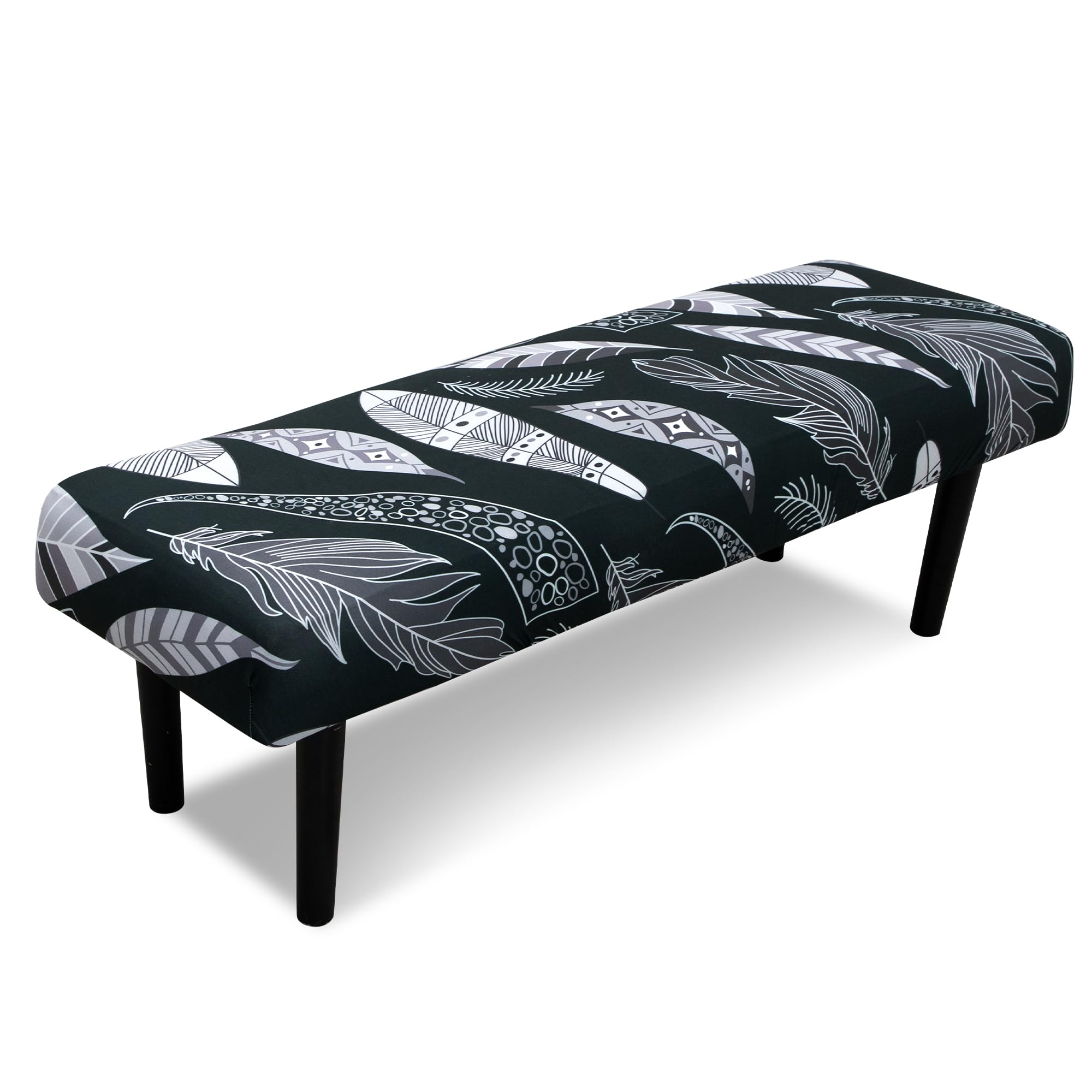 Photo 1 of Stretch Bench Covers, Bench Seat Covers, Bench Cushions Covers, Printed Bench Seat Protector, Washable Bench Slipcover, Rectangle Bench Covers for Dining Room, Living Room, Kitchen(Feather)