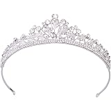 Vofler Pearl Tiara – Silberne Brautkrone Mit Kristallen, Für Hochzeit, Party, Ca. 17 Cm