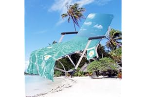 CNKOBE Chaise Lounge Pool Chair Cover Beach Towel Fitted Elastic Pocket Won't Slide (04, 78.7”×29.5”)