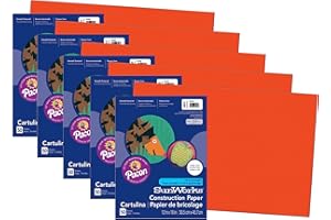 Prang Lot de 5 paquets de 50 feuilles de papier de construction, orange, 30,5 x 45,7 cm