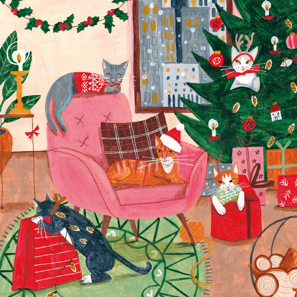 Museums & Galleries Charity Christmas Cards - Christmas Cats - Eco-Friendly and Recyclable - Pack of 5 Cards