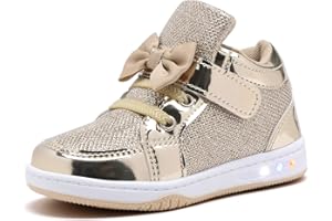 YILAN Toddler Glitter Shoes Girl's Flashing Sneakers with Cute Bowknot